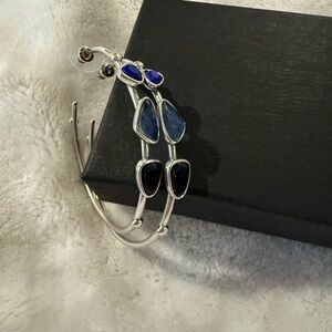 Kendra Scott Silver Earrings with Blue and Black Stones